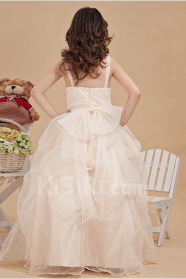 Organza Straps Neckline Ankle-Length Ball Gown Dress