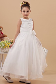Yarn Jewel Neckline Ankle-Length Ball Gown Dress with Bow