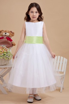 Tulle Jewel Neckline Ankle-Length A-Line Dress with Bow