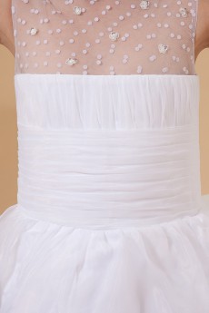 Yarn Bateau Neckline Ankle-Length Ball Gown Dress with Beaded