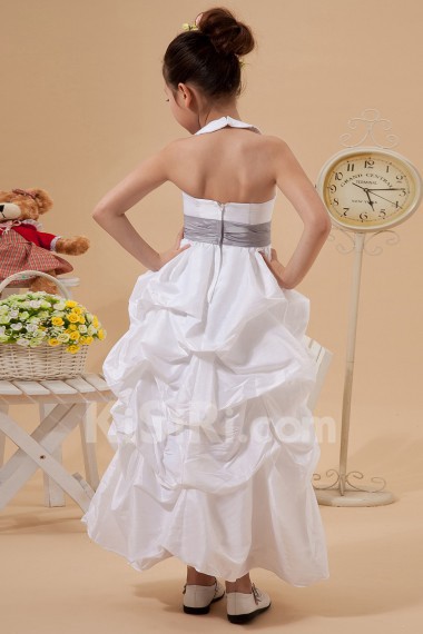 Taffeta Halter Neckline Ankle-Length A-Line Dress