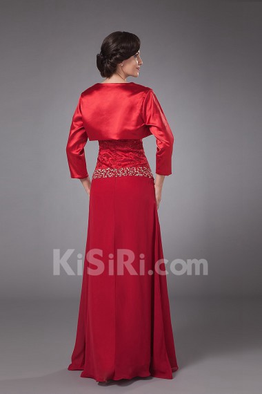 Charmeuse and Chiffon Sweetheart Floor Length A-line Dress with Jacket