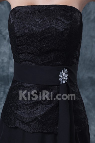 Chiffon Strapless Floor Length A-line Dress with Lace and Jacket