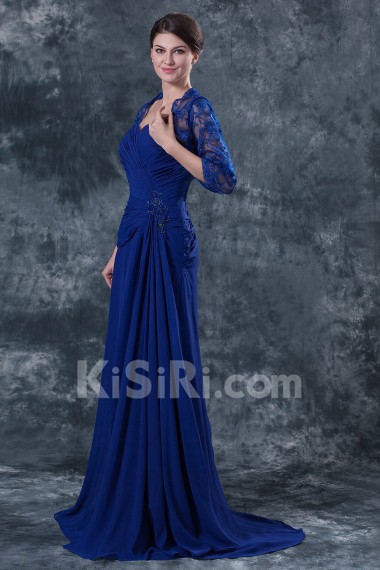 Lace and Chiffon Sweetheart Floor Length A-line Dress with Jacket