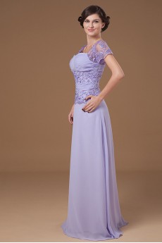 Chiffon Sweetheart Floor Length A-line Dress with Short Sleeves