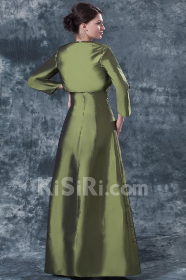 Taffeta Strapless Floor Length A-line Dress with Jacket