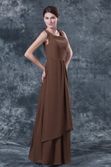 Chiffon Square Neckline Floor Length A-line Dress with Ruffle
