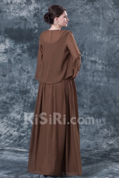 Chiffon Square Neckline Floor Length A-line Dress with Ruffle