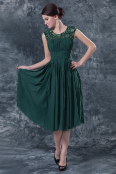 Chiffon Jewel Neckline Short Dress