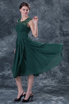 Chiffon Jewel Neckline Short Dress