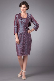 Taffeta and Lace Strapless Short Sheath Dress with Beaded and Jacket