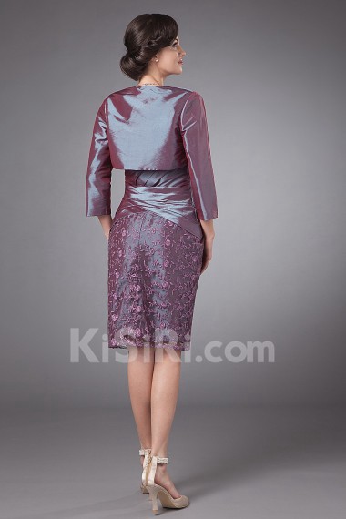 Taffeta and Lace Strapless Short Sheath Dress with Beaded and Jacket