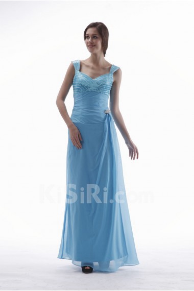 Chiffon Straps Neckline Ankle-Length Empire Dress with Ruffle