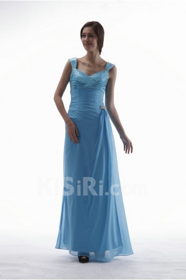 Chiffon and Satin Straps Neckline Ankle-Length Column Dress with Beaded and Jacket