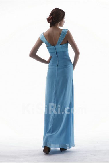Chiffon and Satin Straps Neckline Ankle-Length Column Dress with Beaded and Jacket