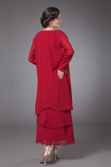 Chiffon Round Neckline Ankle-Length Column Dress with Jacket