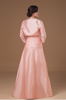 Taffeta Strapless Floor Length A-line Dress with Embroidery Pleated and Jacket