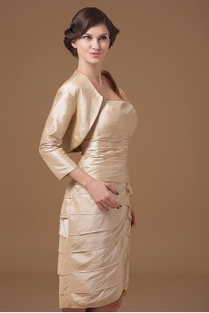 Satin Strapless Short Sheath Dress with Beaded and Jacket