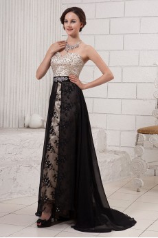 Satin and Chiffon Sweetheart A-line Dress with Embroidery 