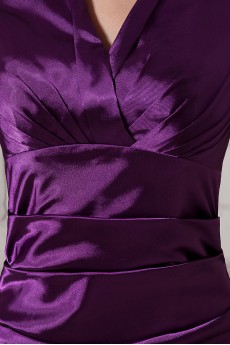 Taffeta V-Neckline Short Dress with Pleated