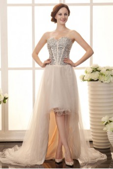 Grenadine and Satin Sweetheart A-line Dress with Crystal