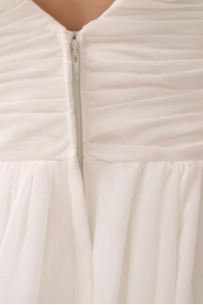 Chiffon V-Neckline Floor Length Column Dress with Ruffle