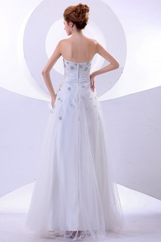 Satin and Tulle Strapless Ankle-Length A-line Dress 