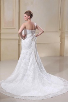 Lace Sweetheart Satin Trumpet Plus Size Gown
