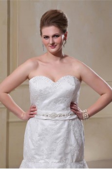 Lace Sweetheart Satin Trumpet Plus Size Gown