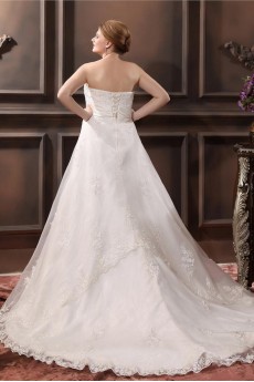 Satin Embroidered Sweetheart Plus Size Gown