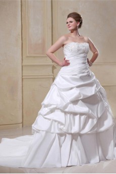 A-Line Taffeta Sweetheart Beading Plus Size Gown