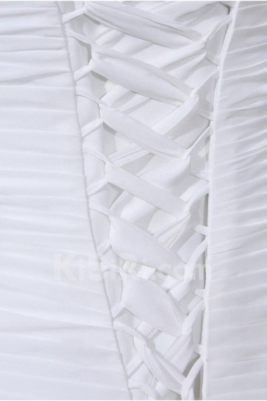 Chiffon Satin Strapless Beading A-Line Plus Size Gown