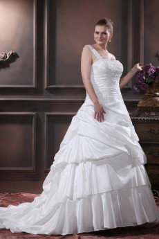 One Shoulder Plus Size Gown with Layered Ruffle