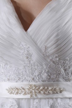Yarn V-Neck Beading Plus Size Gown