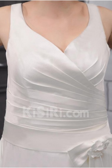 Satin V-Neck A-Line Plus Size Gown