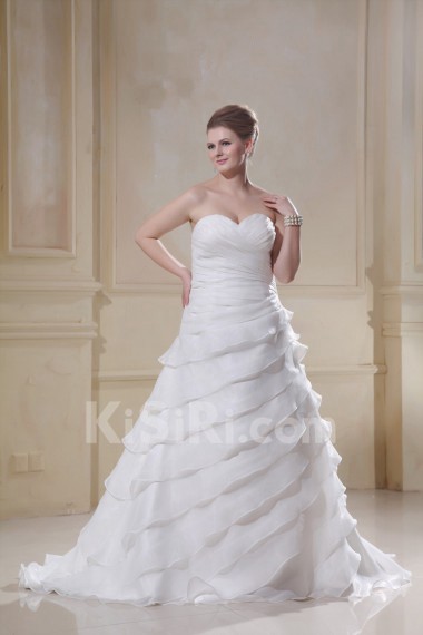 Sweetheart Chiffon Ruched A-Line Plus Size Gown