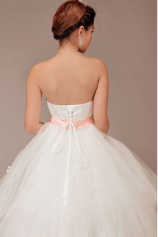 Satin and Tulle Strapless Floor Length Ball Gown with Sequins