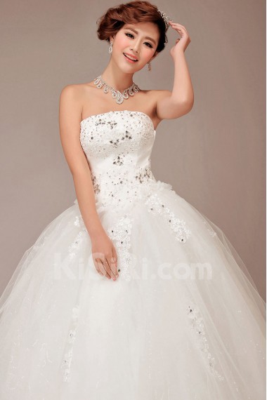Tulle Strapless Floor Length Ball Gown with Crystals