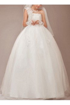 Lace  Floor Length Ball Gown with Crystals