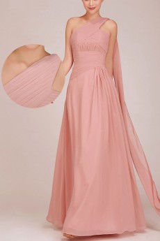 Chiffon  Floor Length A-Line Dress with Ruched