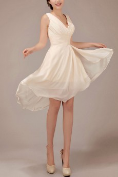 Chiffon V-Neck Knee-Length A-Line Dress with Ruffle
