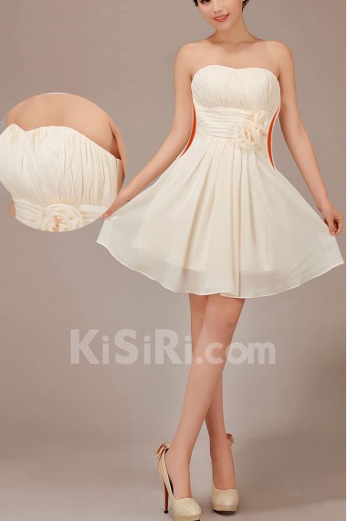 Chiffon Sweetheart Knee-Length A-Line Dress with Flowers