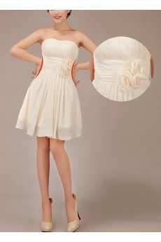 Chiffon Sweetheart Knee-Length A-Line Dress with Flowers