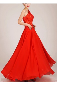 Chiffon  Floor Length A-Line Dress with Crystals