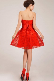 Satin and Tulle Strapless Short A-Line Dress with Crystals