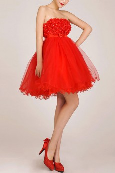 Organza Strapless Short Ball Gown with Crystals