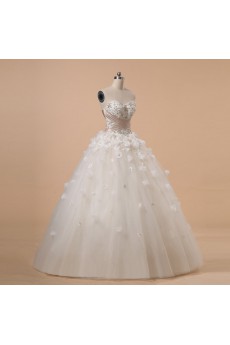 Net and Satin Strapless Ball Gown with Crystal