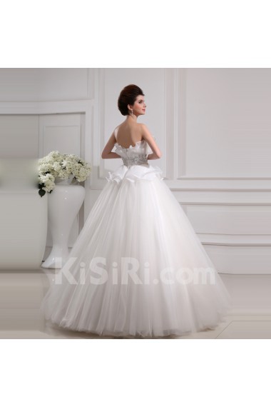 Net and Organza Strapless Floor Length Ball Gown with Crystal