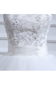 Lace Strapless Floor Length Ball Gown