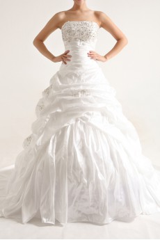 Taffeta Strapless Ball Gown with Sequins